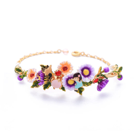 Pulsera de Flores Esmaltadas Pintadas a Mano - Diseño Abeja y Corazón - Image 8