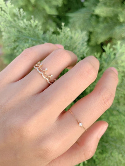 Anillo de Oro Rosa 18K con Diamantes - Diseño Corona para Mujer - Image 3