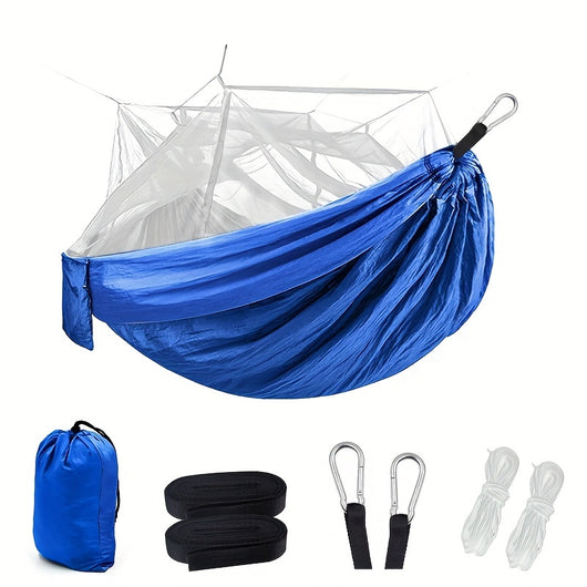 Hamaca Camping Doble Portátil con Red Antimosquitos y Correas para Árboles - Image 4