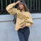 Suéter Retro Letras Americana con Terciopelo - Pullover Casual Holgado para Mujer