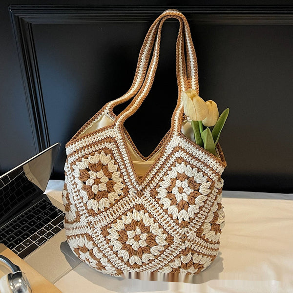 Bolso Tote Tejido a Mano Estilo Étnico Retro de Gran Capacidad