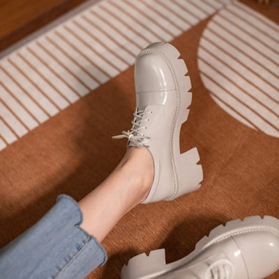 Zapatos Oxford Mujer Estilo Británico Suela Gruesa con Cordones - Image 2