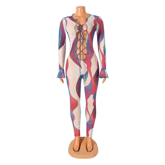 Jumpsuit Elegante de Malla Transparente con Mangas Largas - Image 11