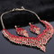 Full Rhinestone Color Clavicle Necklace Earrings Set Red Dress