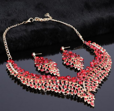 Conjunto de Collar y Aretes de Pedrería de Colores para Vestido - Image 6