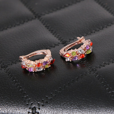 Juego de Joyas Floral Oro Rosa con Zirconia Cúbica Multicolor - Image 6