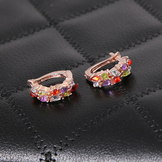 Juego de Joyas Floral Oro Rosa con Zirconia Cúbica Multicolor - Image 6