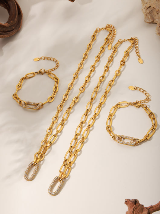 Conjunto de Collar y Pulsera de Acero Titanio con Circonitas Micro Incrustadas - Image 20