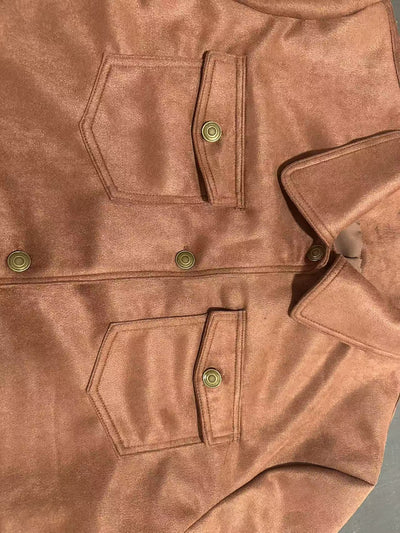 Chaqueta Camisa Retro de Gamuza Marrón con Bolsillos Múltiples y Solapa - Image 9