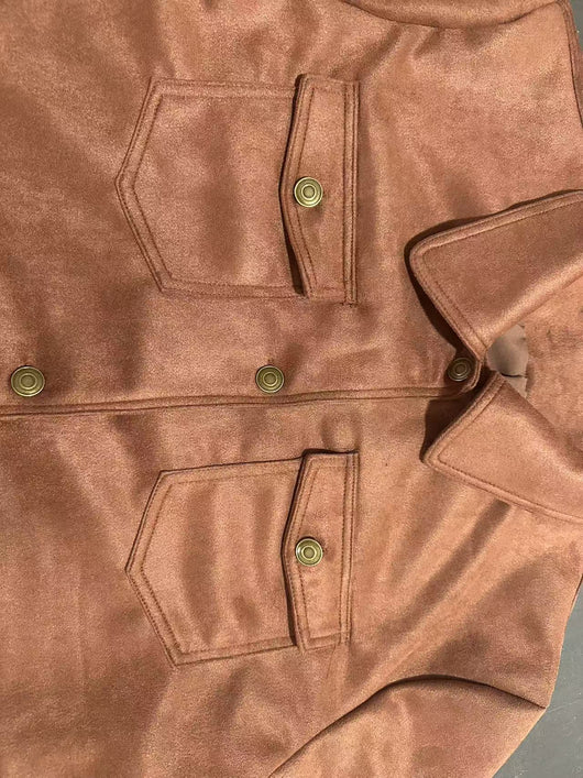 Chaqueta Camisa Retro de Gamuza Marrón con Bolsillos Múltiples y Solapa - Image 9