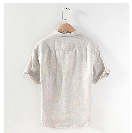 Camisa de Lino Casual para Hombre con Cuello Cuadrado - Image 24