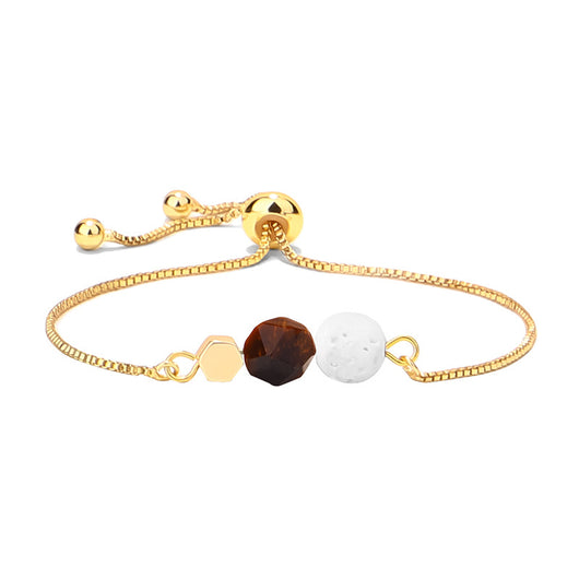 Pulsera Yoga Ojo de Tigre con Cadena de Oro 14K y Piedra Volcánica - Image 20