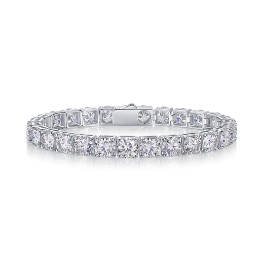 Pulsera de Plata Gravitacional - Lujo Accesible con Moissanita Premium y Baño de Platino