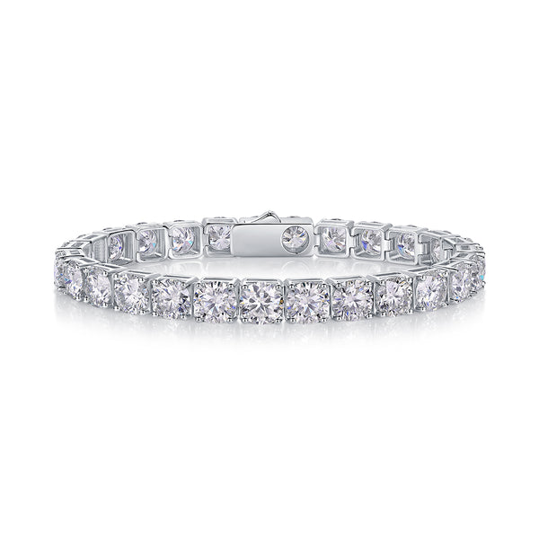 Pulsera de Plata Gravitacional - Lujo Accesible con Moissanita Premium y Baño de Platino