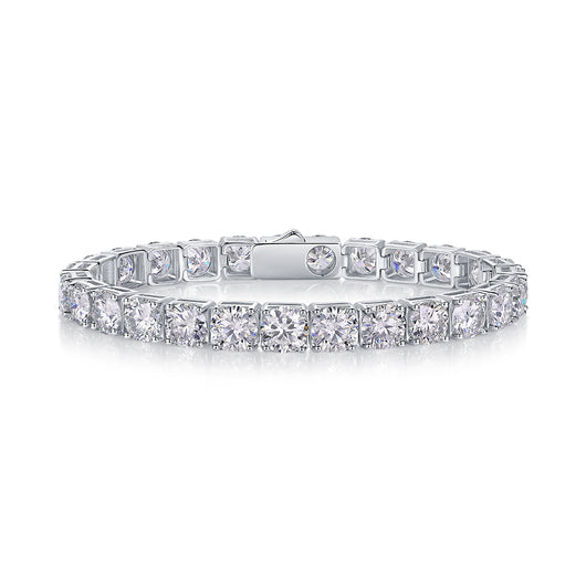 Pulsera de Plata Gravitacional - Lujo Accesible con Moissanita Premium y Baño de Platino