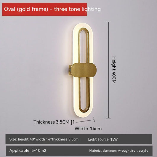 Lámpara LED Ovalada de Acrílico para Pared - Iluminación Moderna de Dormitorio - Image 9