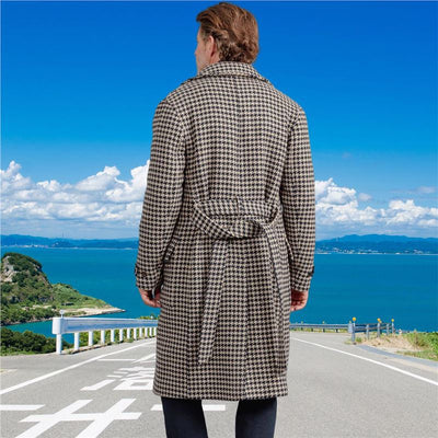 Abrigo de Lana Houndstooth Acolchado para Hombre - Image 4