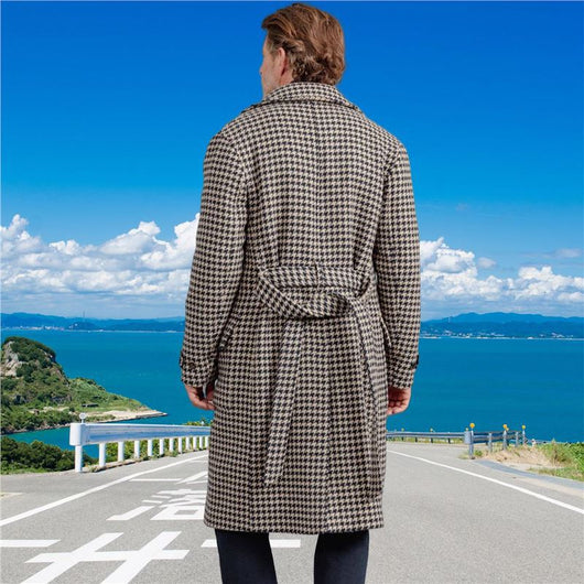 Abrigo de Lana Houndstooth Acolchado para Hombre - Image 4