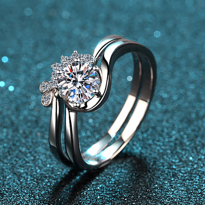 Anillo Apilable Doble Capa Mossan Stone - Diseño Versátil 2 en 1 - Image 3