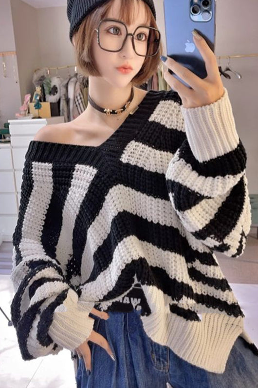 Suéter Estilo Occidental Cuello V Manga Larga Ajustable - Image 11