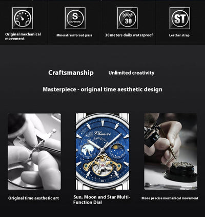 Reloj Mecánico Tourbillon Hueco Fase Lunar Xinghe con Esfera Luminosa - Image 15