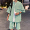 Conjunto de Dos Piezas Ice Silk para Hombre - Camisa Manga Corta y Shorts con Cordón