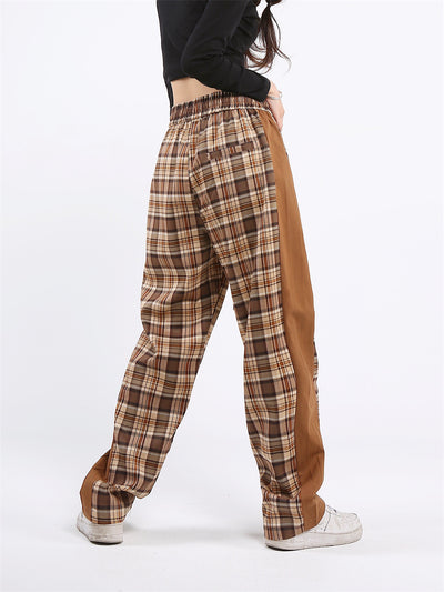Pantalón Casual Recto con Cintura Elástica y Detalles en Cuadros - Image 3