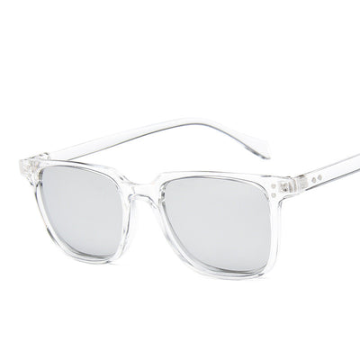 Classic retro midin sunglasses with a black and white striped frame and dark square lenses. - Image 3