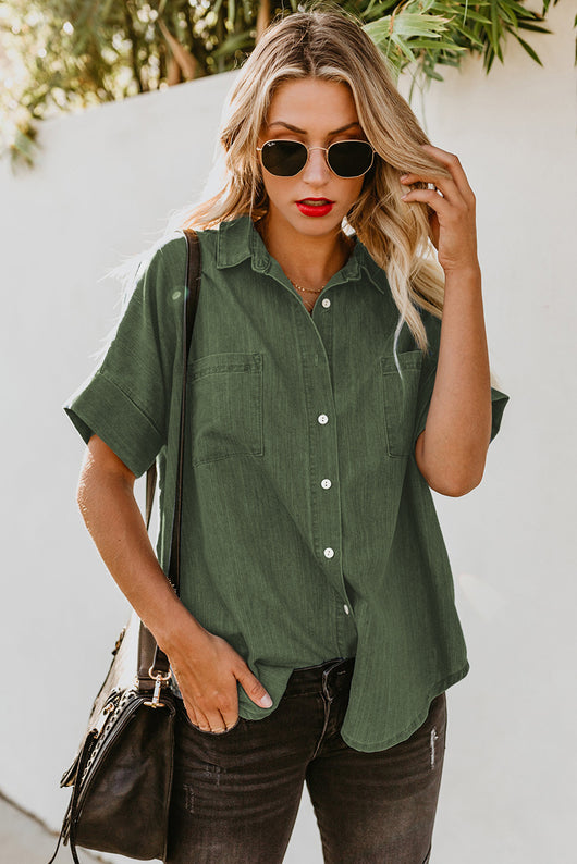 Camisa Casual de Solapa Lisa - Versátil y Minimalista - Image 22