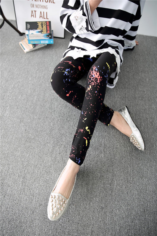 Leggings Elásticos Milk Silk con Diseño Graffiti y Pintura de Tinta Primavera - Image 3