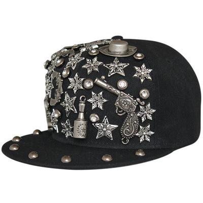 Gorra Harajuku Estilo Europeo Americano con Calavera y Remaches Cruzados - Image 5