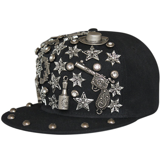 Gorra Harajuku Estilo Europeo Americano con Calavera y Remaches Cruzados - Image 5
