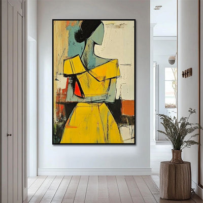 Cuadro Abstracto Mujer Pintura Hecha a Mano Textura Marrón Dorado Arte Vintage Wabi Sabi - Image 7
