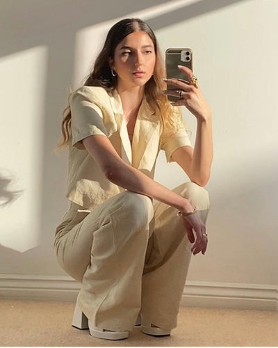 Traje Verano Francés Pantalón Corto Manga Corta