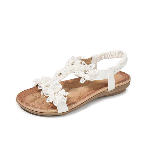 Sandalias Grandes para Mujer con Diseño de Flor en T - Sandalias de Playa Cómodas