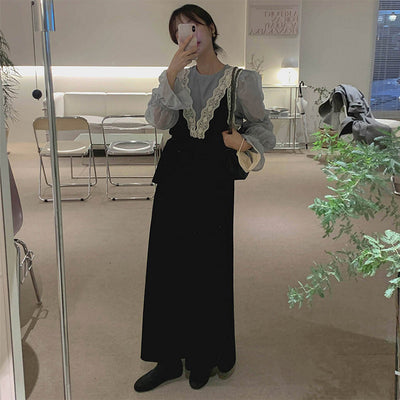 Vestido Slip Elegante de Terciopelo Vintage con Encaje - Image 11