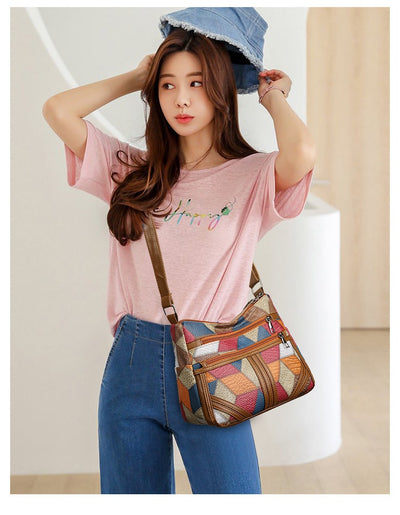 Bolso Bandolera Multicolor con Diseño de Parches Geométricos - Image 19