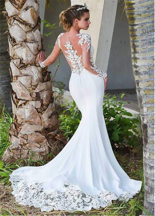 Vestido de Novia Elegante con Cola Trasera Sutil - Image 4