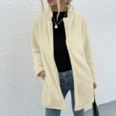 Abrigo Suéter de Lana con Solapa, Terciopelo Reversible y Bolsillos Amplios - Image 8