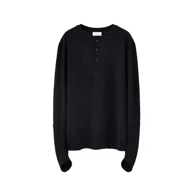 Camiseta Lujo Ligero Cuello Henry Bordado Manga Larga Unisex - Image 18