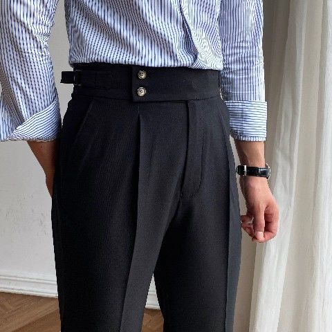 Pantalones Casuales de Cintura Alta y Corte Recto para Hombre - Image 9