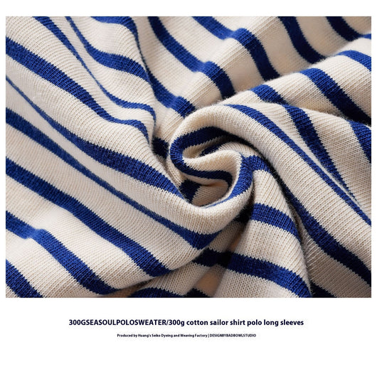 Camisa de Algodón a Rayas con Cuello Solapa para Hombre - Image 4