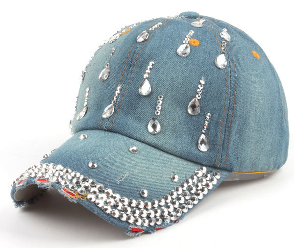 Gorra de Béisbol Outdoor con Detalles de Diamantes y Gotas de Lluvia