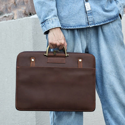 Maletín Ejecutivo de Cuero Crazy Horse para Hombre - Bolsa Portacomputadora