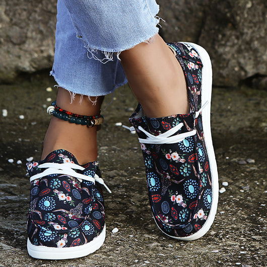 Mocasines Mujer con Estampado Girasol - Zapatos Canvas Cómodos sin Cordones - Image 4