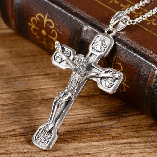 Dije Cruz Jesús para Hombre en Plata - Image 6