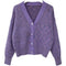 Suéter Cardigan Largo Cuello V Mezcla de Colores Elegante