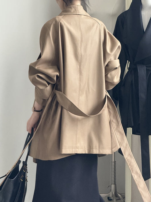 Chaqueta Cortavientos Suelta con Solapa Ancha para Mujer - Colección Otoño - Image 33