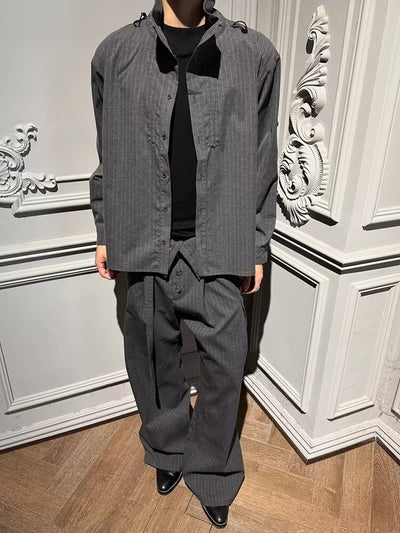 Pantalones Kendo Hombre con Pliegues Drapeados y Rayas Acumuladas - Image 15
