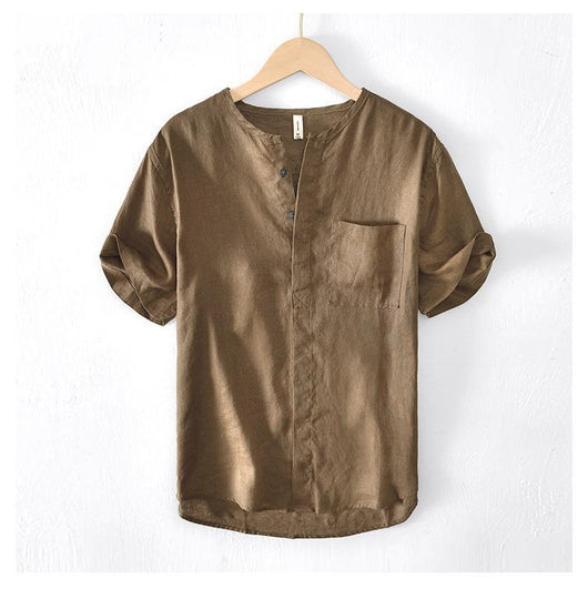 Camisa de Lino Manga Corta para Hombre - Image 19